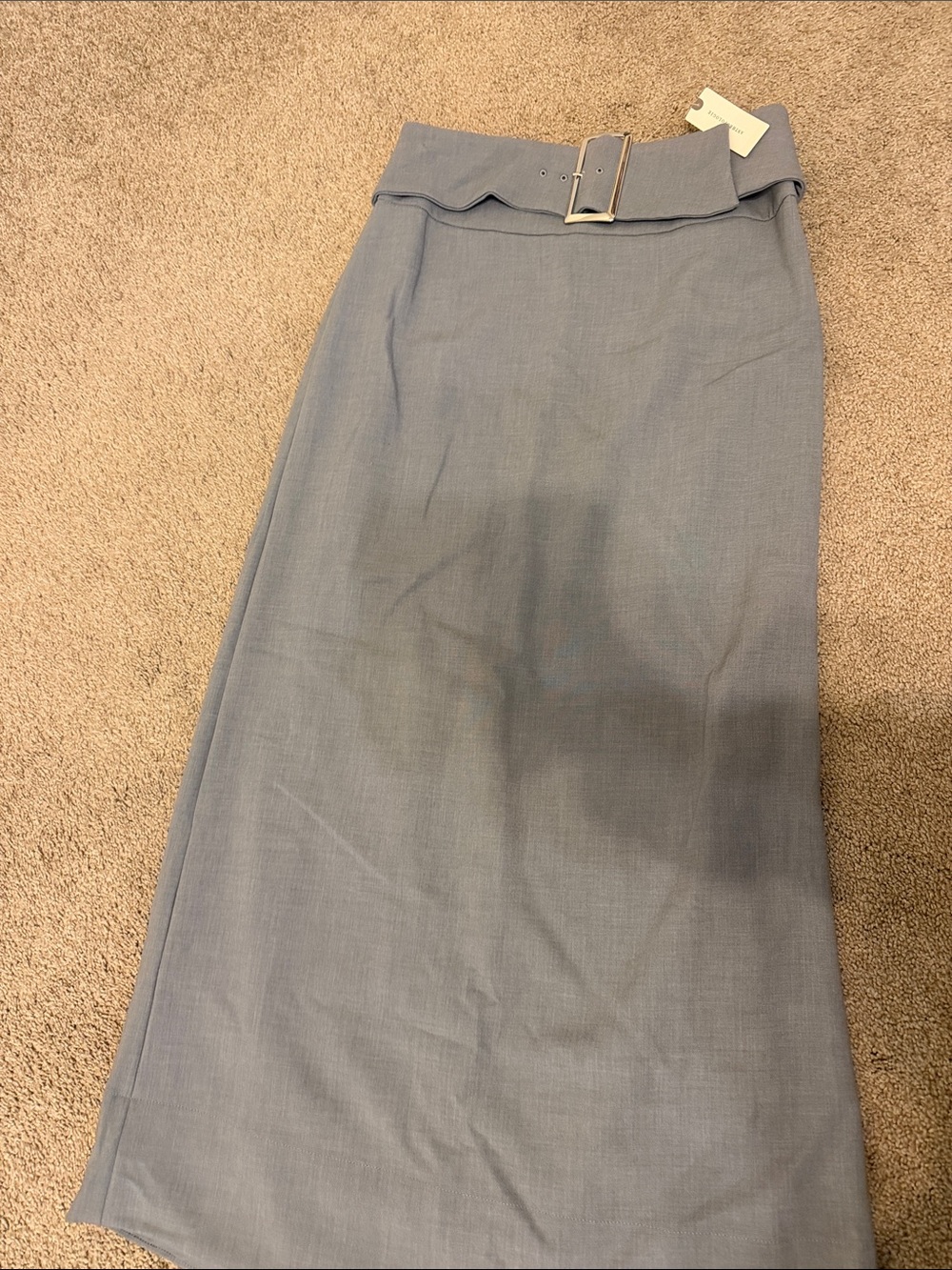 Anthropologie Belted Maxi Skirt in Dusty Blue